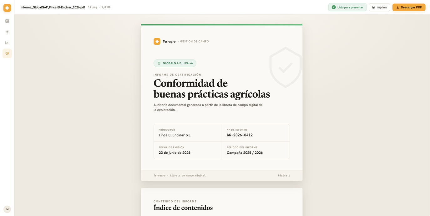 Listo para presentar a la certificadora