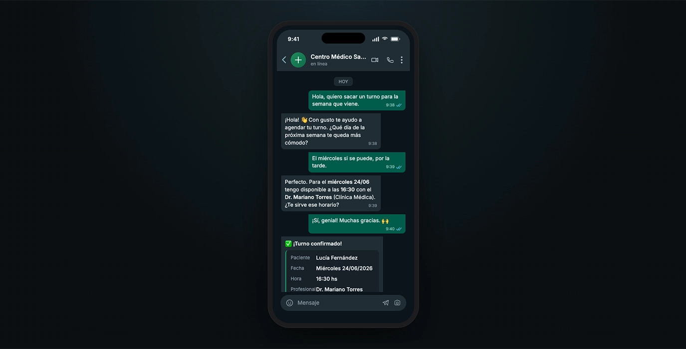 El paciente agenda su turno por WhatsApp